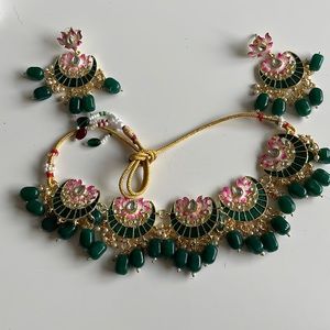 Earrings and necklace Indian jewelry